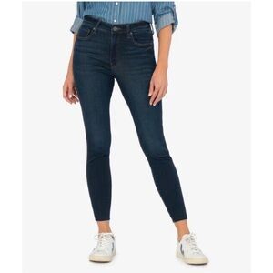 Kut From The Kloth Women’s Carlo Ankle Skinny Jeans Dark Blue Raw Hem Size 6